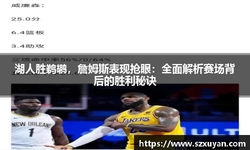 湖人胜鹈鹕，詹姆斯表现抢眼：全面解析赛场背后的胜利秘诀