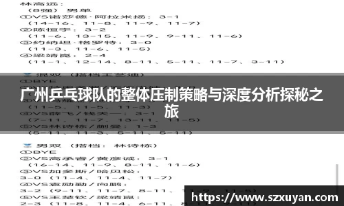 广州乒乓球队的整体压制策略与深度分析探秘之旅